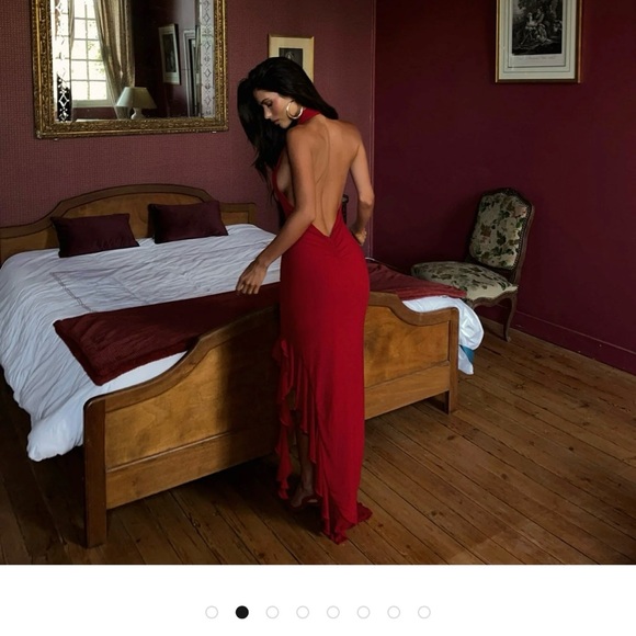 Chic Asymmetrical Red Evening Dress - Picture 2 of 2